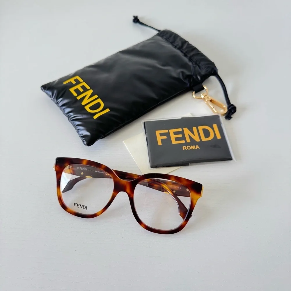 New! Fendi Tortoise Shell Glasses FE50064I 053, Authentic